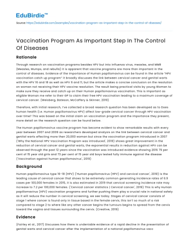 Vaccination Initiatives: Key to Disease Control