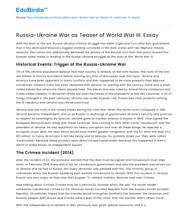 Russia-Ukraine War as Teaser of World War III: Essay