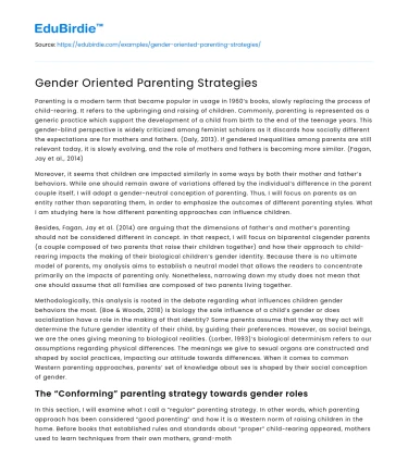 Gender Oriented Parenting Strategies