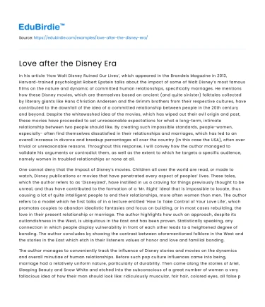 Love after the Disney Era