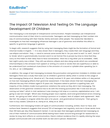 TV and texting impact on children’s language development
