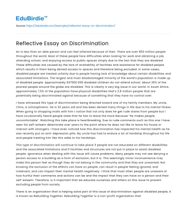 Reflective Essay on Discrimination