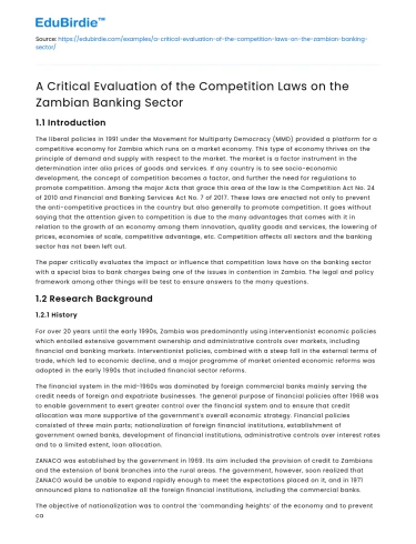 Competition Laws in Zambia’s Banking Sector
