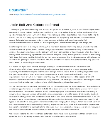 Usain Bolt And Gatorade Brand