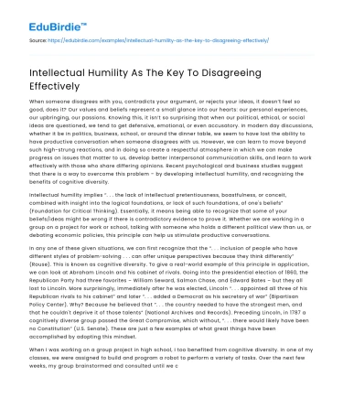 Intellectual Humility As The Key To Disagreeing Effectively