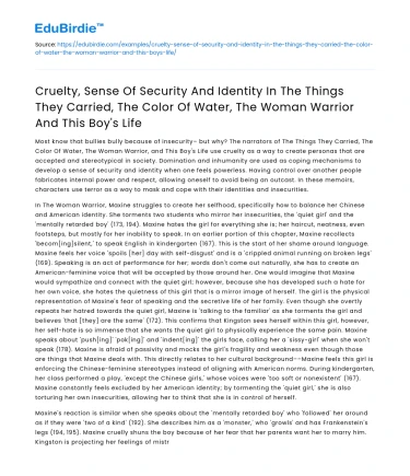 Cruelty, Security, and Identity in Selected Literary Works