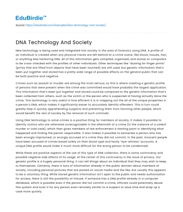DNA Technology And Society