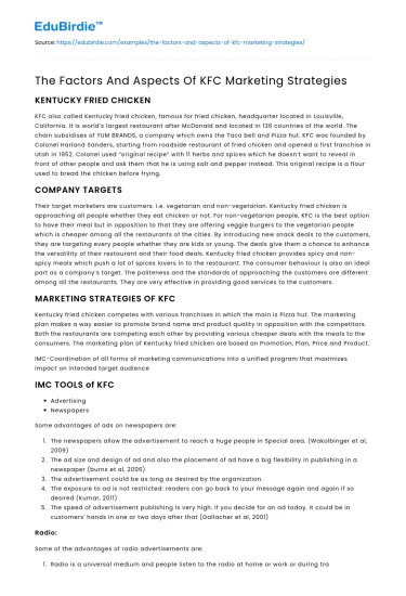 KFC’s Marketing Success