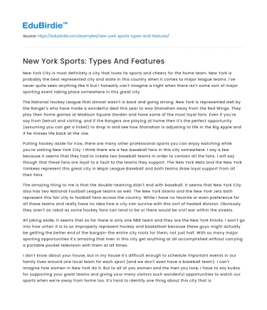 Diverse Dynamics of New York Sports