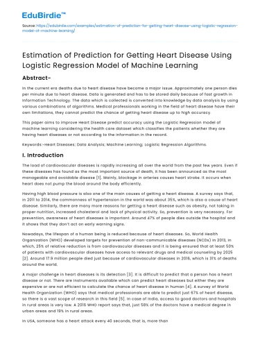 Heart Disease Prediction with Logistic Regression Model