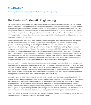 The Features Of Genetic Engineering