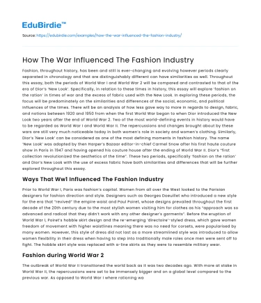 How The War Influenced The Fashion Industry