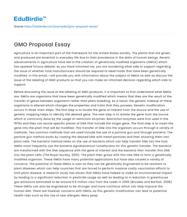 GMO Proposal Essay