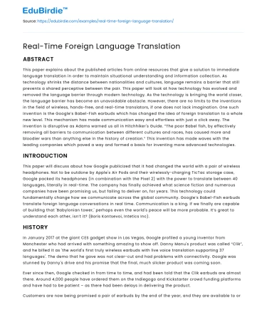 Real-Time Foreign Language Translation