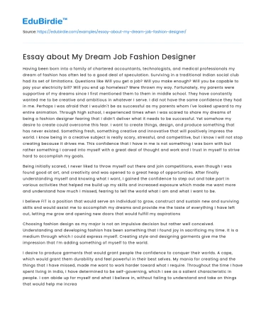 Essay about My Dream Job Fashion Designer