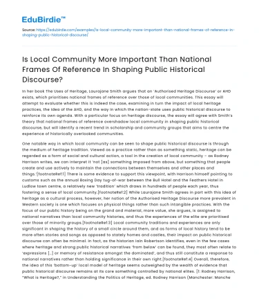 Local vs National Influence on Historical Discourse