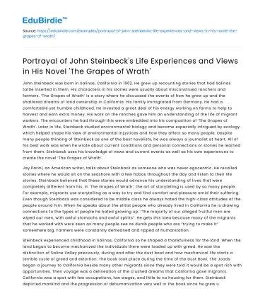 Steinbeck’s Life and Views in ‘The Grapes of Wrath’