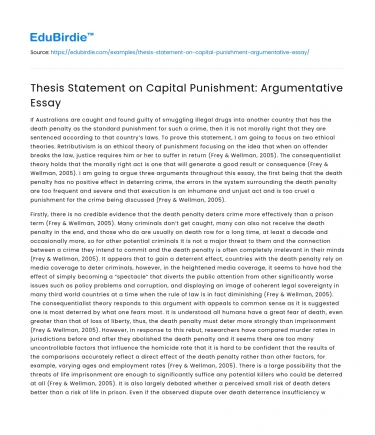 Thesis Statement on Capital Punishment: Argumentative Essay