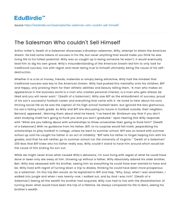 The Salesman Who couldn’t Sell Himself