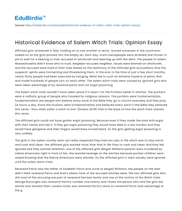 Analyzing the Salem Witch Trials: A Historical Perspective
