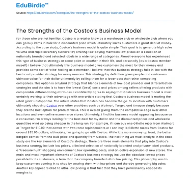 The Strengths of the Costco’s Business Model