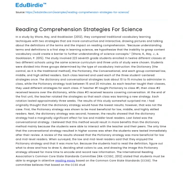 Reading Comprehension Strategies For Science