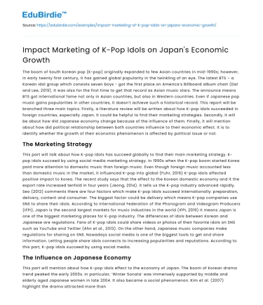 Impact Marketing of K-Pop Idols on Japan’s Economic Growth