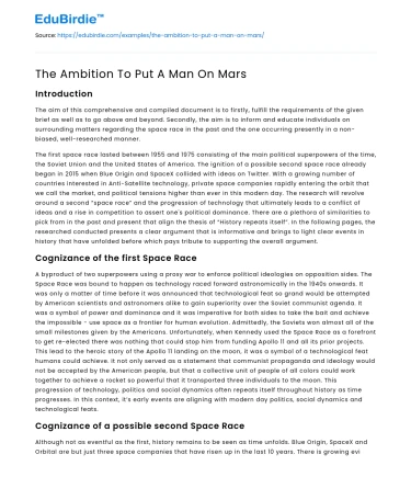 The Ambition To Put A Man On Mars