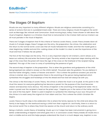 The Stages Of Baptism