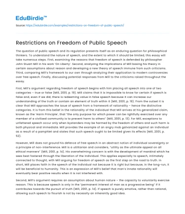 Restrictions on Freedom of Public Speech