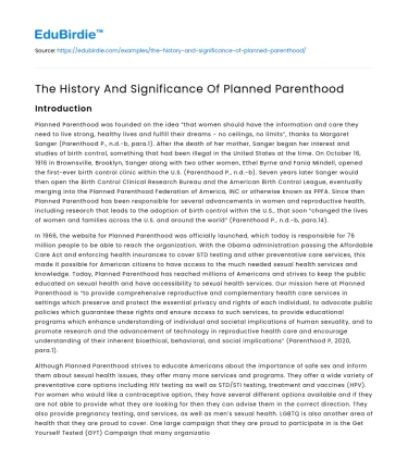The History And Significance Of Planned Parenthood