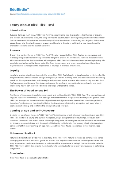 Essay about Rikki Tikki Tavi
