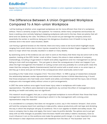 Union vs Non-Union Workplace Comparison