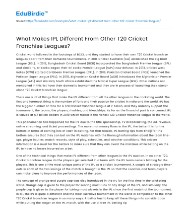 What Makes IPL Different From Other T20 Cricket Franchise Leagues?