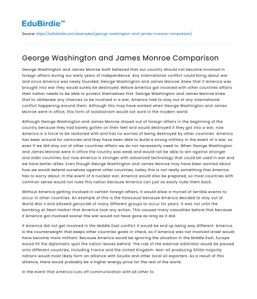 George Washington and James Monroe Comparison