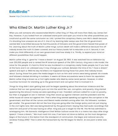 The Enigma of Dr. King’s Assassination