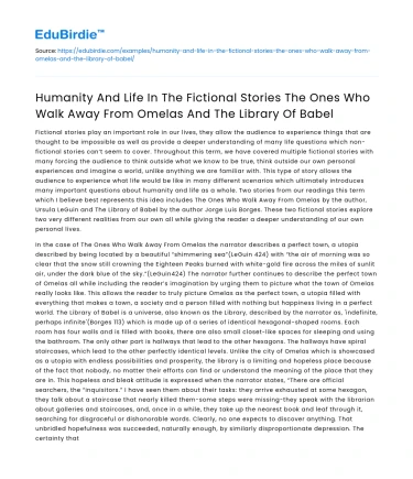 Humanity in Omelas and Library of Babel