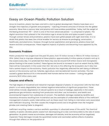 Essay on Ocean Plastic Pollution Solution