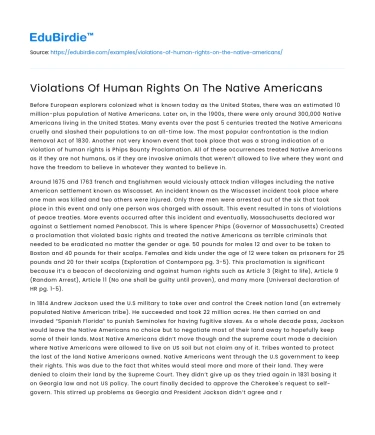 Violations Of Human Rights On The Native Americans