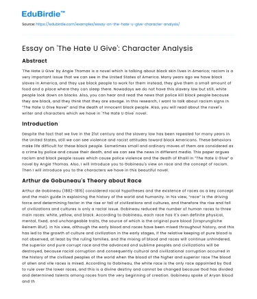 Essay on ‘The Hate U Give’: Character Analysis