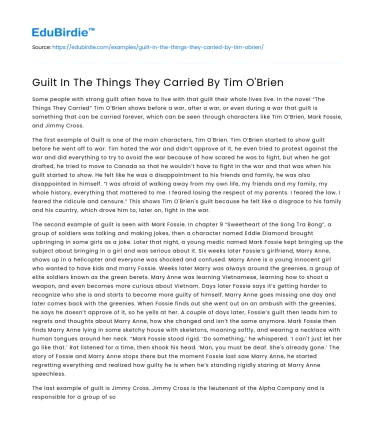 Guilt In The Things They Carried By Tim O’Brien