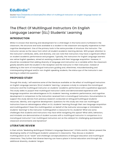 Impact of Multilingual Instructors on ELL Learning