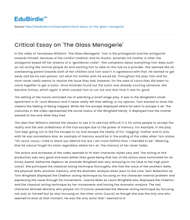 Illusion and Reality in Tennessee Williams’ ‘The Glass Menagerie’