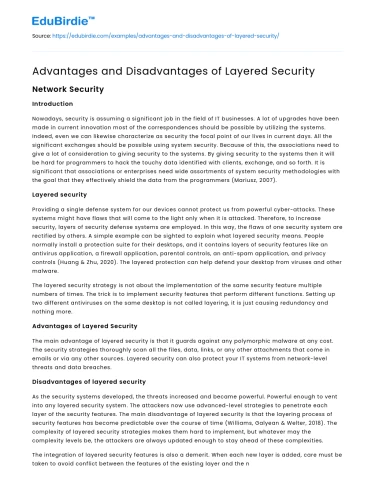 Advantages and Disadvantages of Layered Security