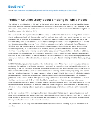 Problem Solution Essay about Smoking in Public Places