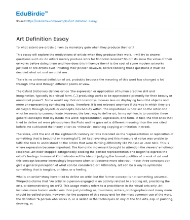 Art Definition Essay