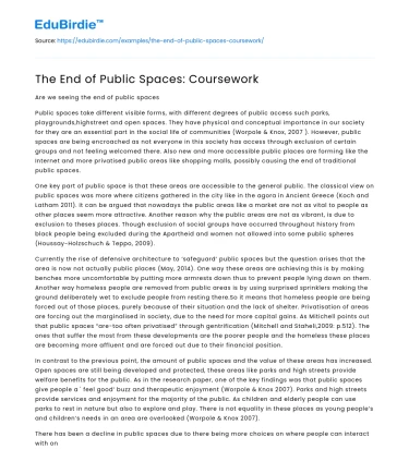 The End of Public Spaces: Coursework