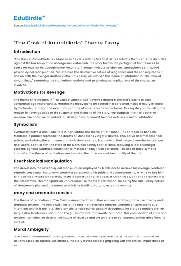 ‘The Cask of Amontillado’: Theme Essay