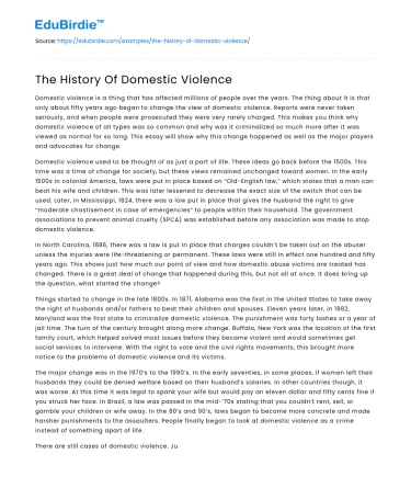 The History Of Domestic Violence