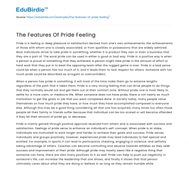 The Features Of Pride Feeling